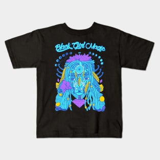 Neon Blue - Goddess of Dreams Black Girl Magic Kids T-Shirt